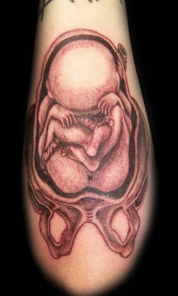 scary tattoos, fetus