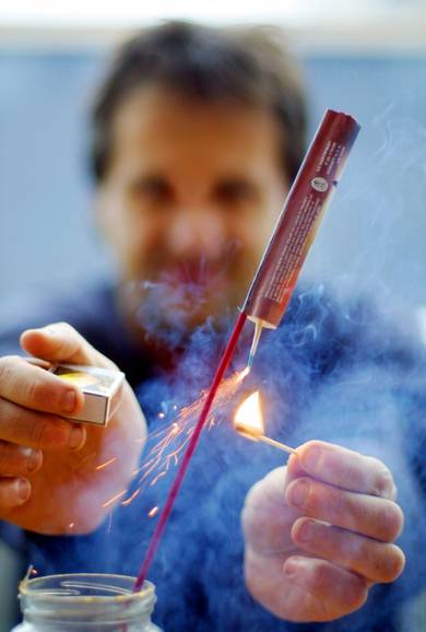If this man’s wife is against fireworks, he probably hasn’t had intercourse in a while. (jlp)