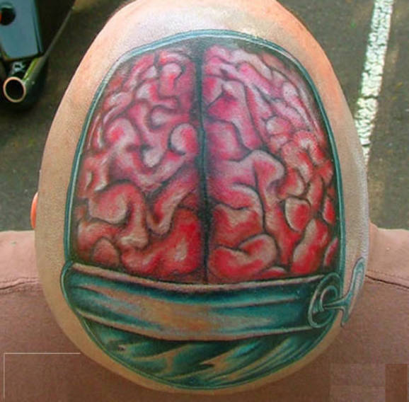 scary tattoos, brain