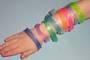 A collection of rubber wristbands.